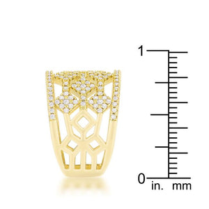 Marlene 0.6ct CZ 14k Gold Wide Band Cocktail Ring - Jewelry Xoxo