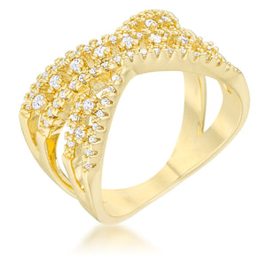 Sandy 0.37ct CZ 14k Gold Classic Criss Cross Ring - Jewelry Xoxo