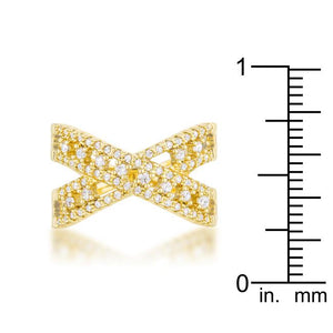 Sandy 0.37ct CZ 14k Gold Classic Criss Cross Ring - Jewelry Xoxo