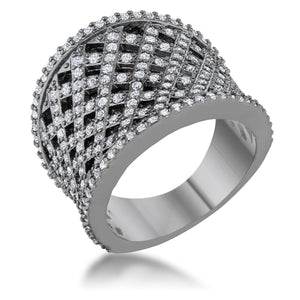 Brin 1.4ct CZ Hematite Wide Woven Style Ring - Jewelry Xoxo