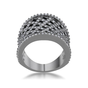 Brin 1.4ct CZ Hematite Wide Woven Style Ring - Jewelry Xoxo