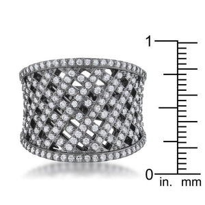 Brin 1.4ct CZ Hematite Wide Woven Style Ring - Jewelry Xoxo