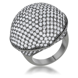 Dara 4.75ct CZ Hematite Dome Cocktail Ring - Jewelry Xoxo