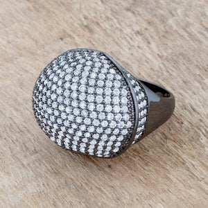 Dara 4.75ct CZ Hematite Dome Cocktail Ring - Jewelry Xoxo