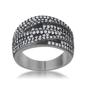 Kina 1.7ct Clear CZ Hematite Contemporary Cocktail Ring - Jewelry Xoxo