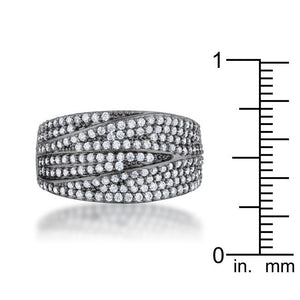 Kina 1.7ct Clear CZ Hematite Contemporary Cocktail Ring - Jewelry Xoxo