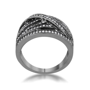 Shirah 0.75ct CZ Hematite Wide Statement Ring - Jewelry Xoxo