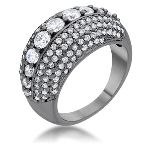 Krista 1.5ct CZ Hematite Contemporary Cocktail Ring - Jewelry Xoxo