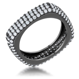 Jana 1.29ct CZ Hematite Contemporary Square Band Ring - Jewelry Xoxo