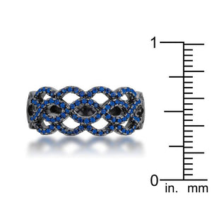 Brina 0.4ct Sapphire CZ Hematite Twist Ring - Jewelry Xoxo