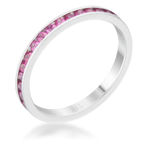 Teresa 0.5ct Ruby CZ Stainless Steel Eternity Band - Jewelry Xoxo