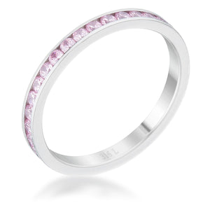 Teresa 0.5ct Pink CZ Stainless Steel Eternity Band - Jewelry Xoxo