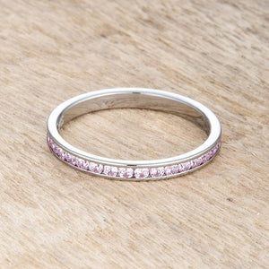 Teresa 0.5ct Pink CZ Stainless Steel Eternity Band - Jewelry Xoxo