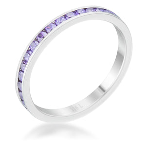 Teresa 0.5ct Amethyst CZ Stainless Steel Eternity Band - Jewelry Xoxo