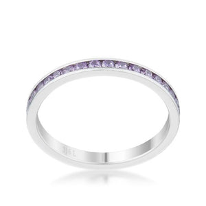 Teresa 0.5ct Lavender CZ Stainless Steel Eternity Band - Jewelry Xoxo