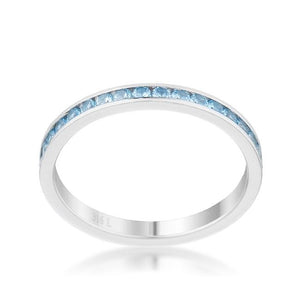 Teresa 0.5ct Blue Topaz CZ Stainless Steel Eternity Band - Jewelry Xoxo