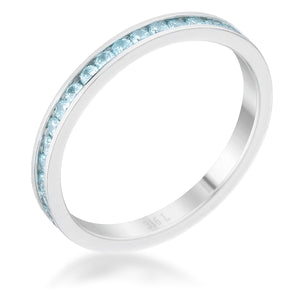 Teresa 0.5ct Aqua CZ Stainless Steel Eternity Band - Jewelry Xoxo