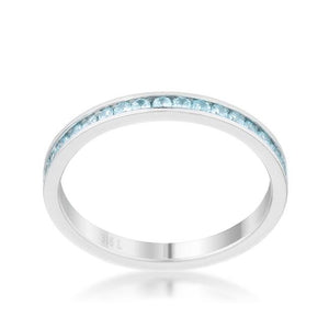 Teresa 0.5ct Aqua CZ Stainless Steel Eternity Band - Jewelry Xoxo