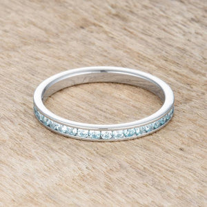 Teresa 0.5ct Aqua CZ Stainless Steel Eternity Band - Jewelry Xoxo