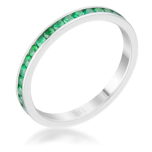 Teresa 0.5ct Emerald CZ Stainless Steel Eternity Band - Jewelry Xoxo