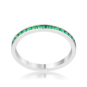 Teresa 0.5ct Emerald CZ Stainless Steel Eternity Band - Jewelry Xoxo
