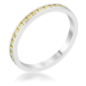 Teresa 0.5ct Jonquil CZ Stainless Steel Eternity Band - Jewelry Xoxo