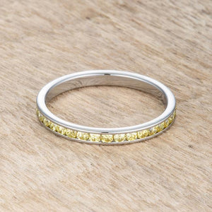 Teresa 0.5ct Jonquil CZ Stainless Steel Eternity Band - Jewelry Xoxo