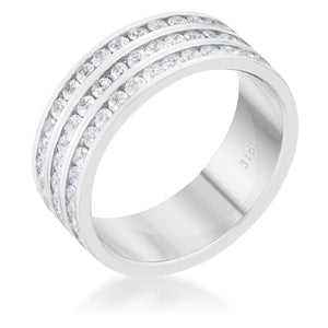 Dreya 1.6ct CZ Rhodium Stainless Steel Eternity Ring - Jewelry Xoxo