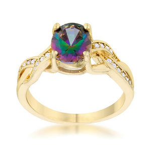 Justine 2ct Mystic CZ 14k Gold Classic Oval Ring - Jewelry Xoxo