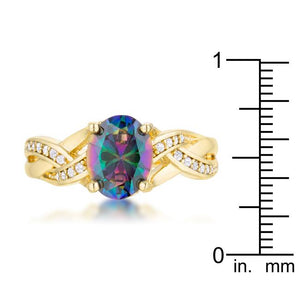 Justine 2ct Mystic CZ 14k Gold Classic Oval Ring - Jewelry Xoxo