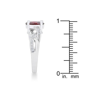 Justine 2ct Garnet CZ Rhodium Classic Oval Ring - Jewelry Xoxo