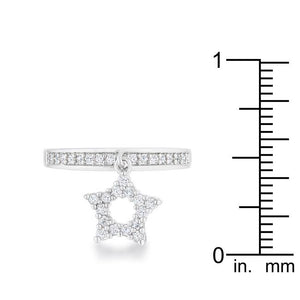 Star 0.25ct CZ Rhodium Simple Holiday Charm Band Ring - Jewelry Xoxo