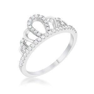 Madeline 0.2ct Rhodium Simple Crown Ring - Jewelry Xoxo