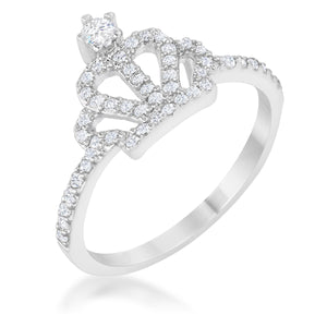 Elina 0.36ct CZ Rhodium Simple Crown Ring - Jewelry Xoxo