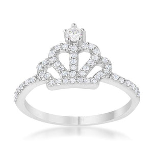 Elina 0.36ct CZ Rhodium Simple Crown Ring - Jewelry Xoxo