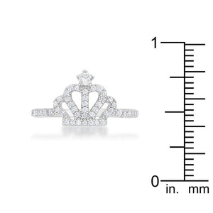 Elina 0.36ct CZ Rhodium Simple Crown Ring - Jewelry Xoxo