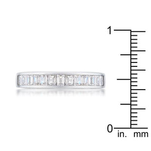 Baguette Cut CZ Rhodium Wedding Band - Jewelry Xoxo