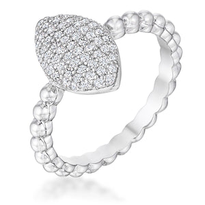 .3Ct Beautiful Oval-Designed Rhodium Ring With Clear CZ - Jewelry Xoxo