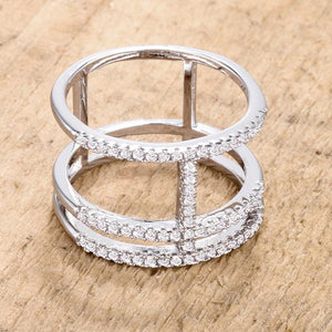 0.5Ct Rhodium Parallel Ring with Brilliant CZ - Jewelry Xoxo