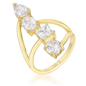 3CT Stunning CZ Goldtone Ring - Jewelry Xoxo