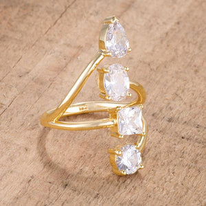 3CT Stunning CZ Goldtone Ring - Jewelry Xoxo