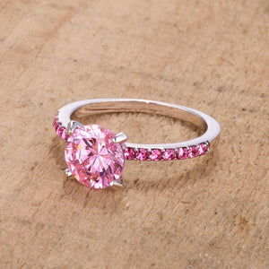 2.3CT Pink CZ Rhodium Ring - Jewelry Xoxo