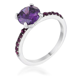 2.3CT Amethyst CZ Rhodium Ring - Jewelry Xoxo