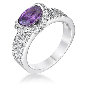 1.6 Ct Amethyst Oval CZ Ring - Jewelry Xoxo