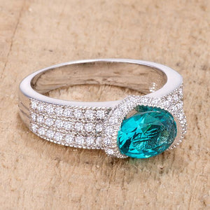 1.6 Ct Aqua Oval CZ Ring - Jewelry Xoxo