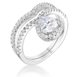 1.75Ct Rhodium Chevron Wedding Set With Clear CZ - Jewelry Xoxo