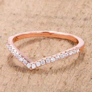 .22Ct Rose Goldtone Chevron Ring with CZ - Jewelry Xoxo