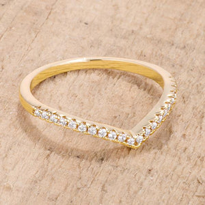 .22Ct Goldtone Chevron Ring with CZ - Jewelry Xoxo