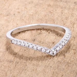 .22Ct Rhodium Chevron Ring with CZ - Jewelry Xoxo