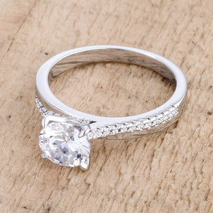 1.4Ct Contemporary Dainty Rhodium Plated Clear CZ Engagement Ring - Jewelry Xoxo